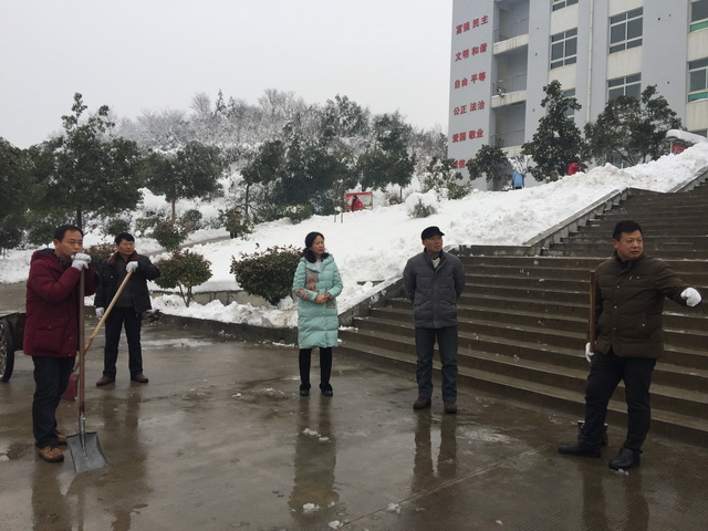 南湾教育办：不畏严寒齐奋战 铲冰除雪保安全